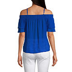 by&by Juniors Womens Square Neck Cold Shoulder Top