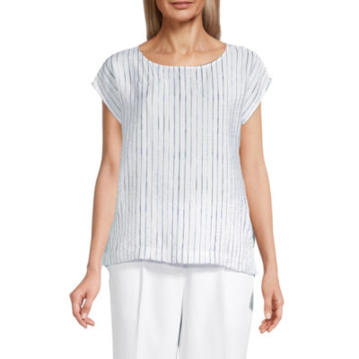 liz claiborne womens round neck short sleeve blouse