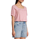 a.n.a Womens Square Neck Short Sleeve Blouse