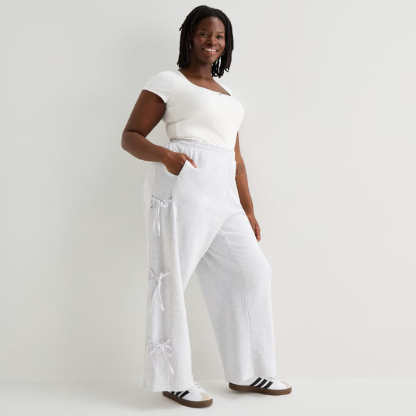 Forever 21 Womens Juniors Plus Wide Leg Mid Rise Pull-On Pant