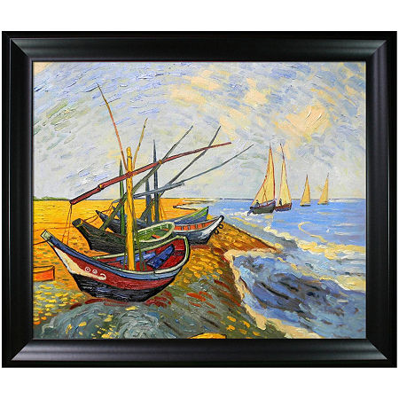 Fishing Boats On The Beach At Saintes-maries Framed Canvas Wall Art ...