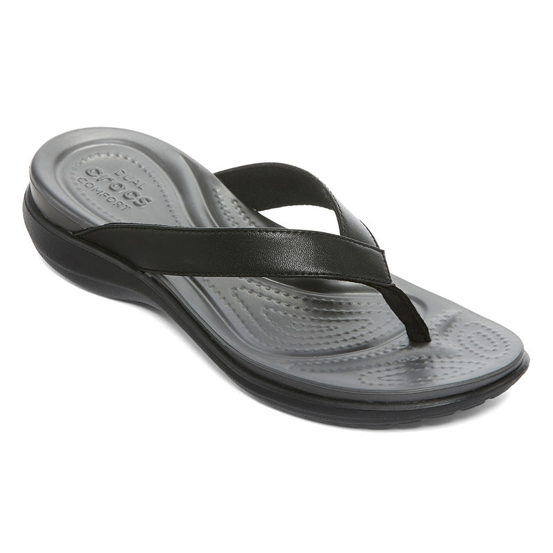 New Crocs Womens Capri Flip-Flops, Size 5 Medium, Gray