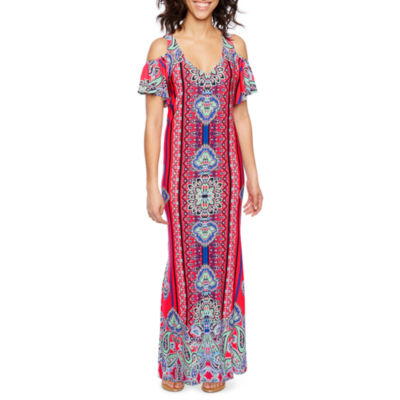 msk cold shoulder maxi dress