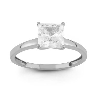 Womens 1 3/4 CT. T.W. White Cubic Zirconia 10K Gold Square Solitaire Engagement Ring
