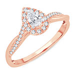 Womens 1/3 CT. T.W. Genuine White Diamond 10K Rose Gold Engagement Ring