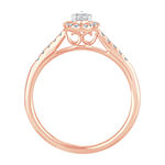 Womens 1/3 CT. T.W. Genuine White Diamond 10K Rose Gold Pear Engagement Ring