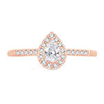 Womens 1/3 CT. T.W. Genuine White Diamond 10K Rose Gold Pear Engagement Ring