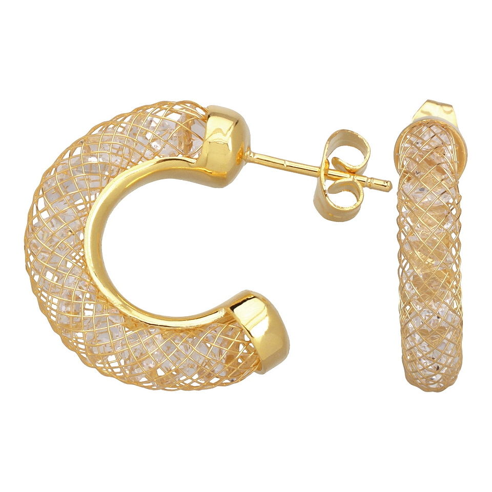 Bridge Jewelry Gold tone Mesh Hoop Earrings