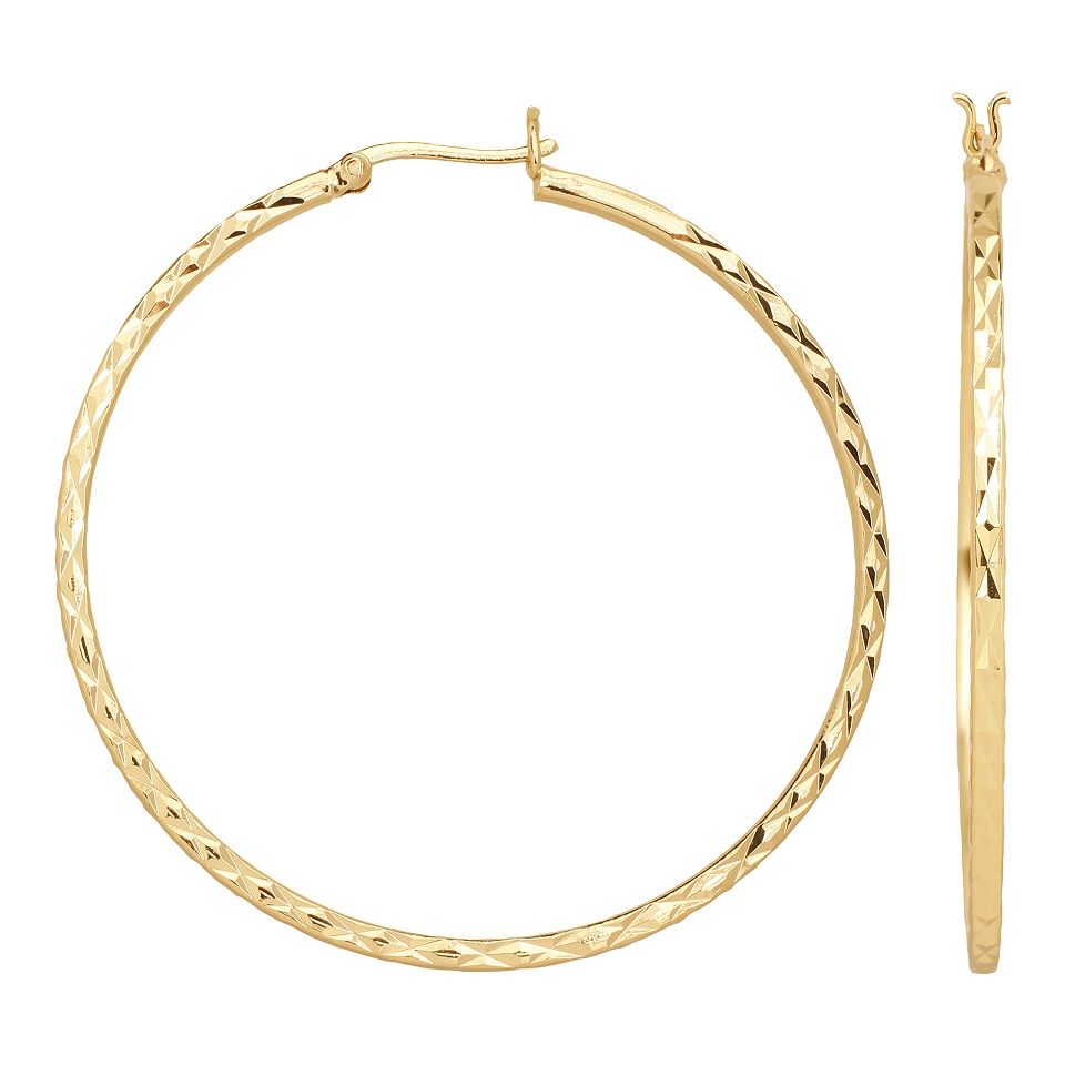 Bridge Jewelry Diamond Cut Gold Plated 2 Skinny Hoop Earrings