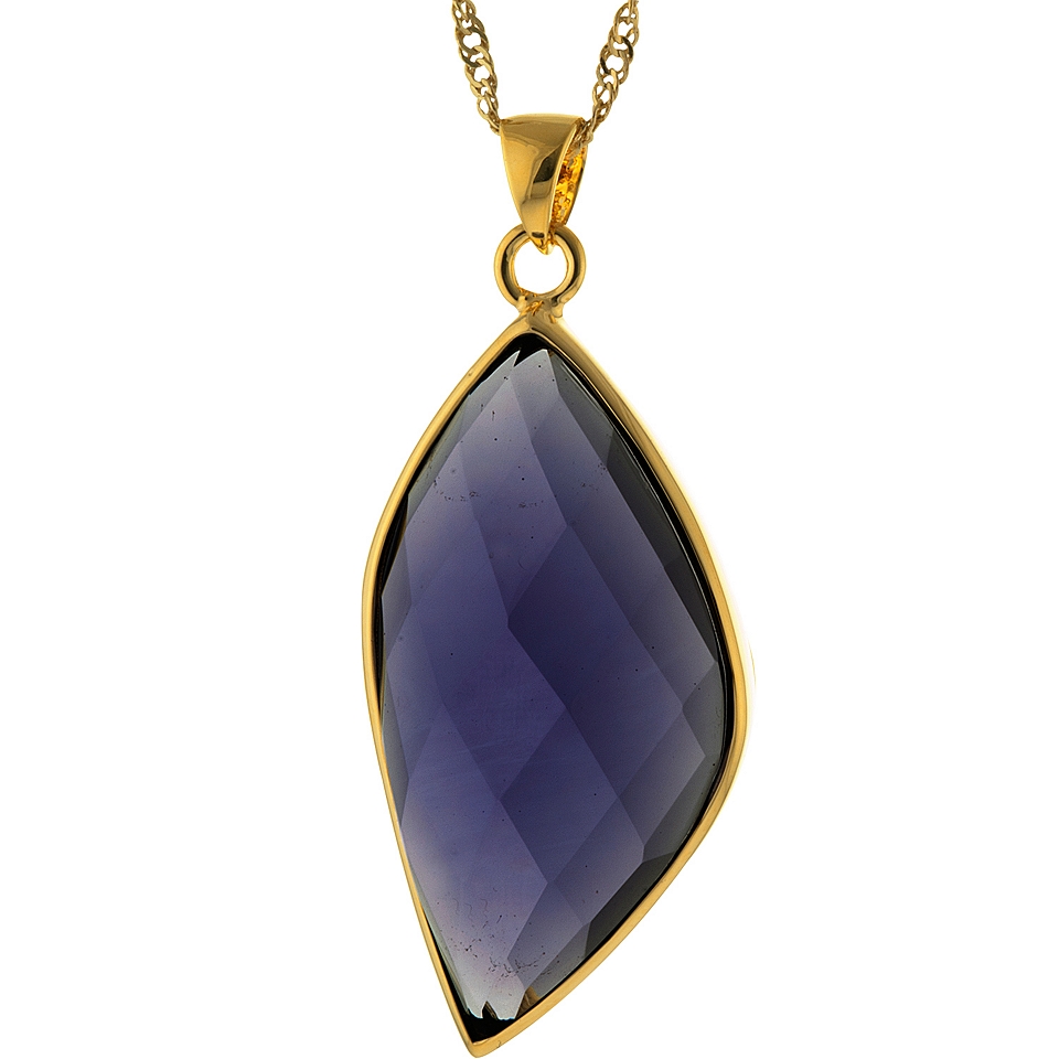 ATHRA 14K Gold Plated Purple Resin Marquise Pendant, Womens