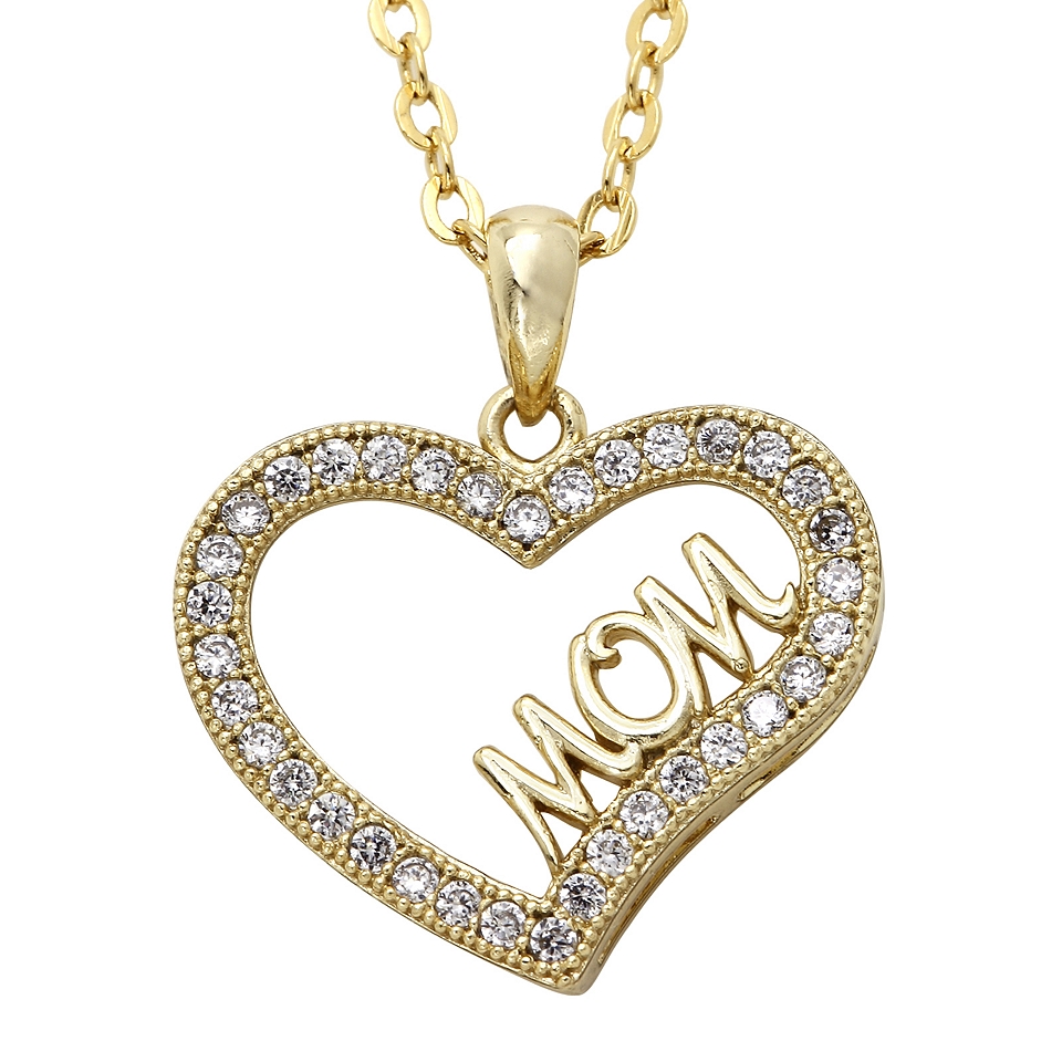 Bridge Jewelry Cubic Zirconia 18K Gold Plated Mom Heart Pendant