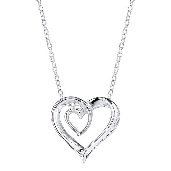Footnotes Sterling Silver 18 Inch Cable Heart Pendant Necklace