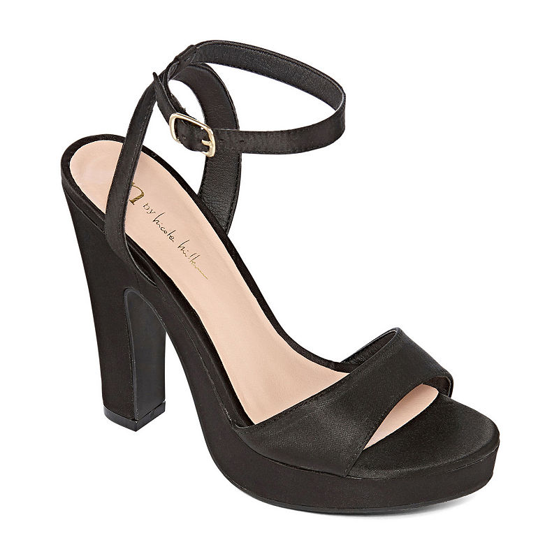 Nicole By Nicole Miller Womens Lindy Pumps Buckle Open Toe Block Heel, Size 5 1/2 Medium, Black