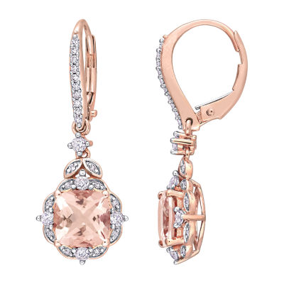 1/6 CT. T.W. Genuine Pink Morganite 14K Rose Gold Drop Earrings - JCPenney