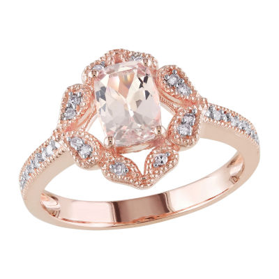 Womens 1/10 CT. T.W. Genuine Pink 10K Rose Gold Cocktail Ring