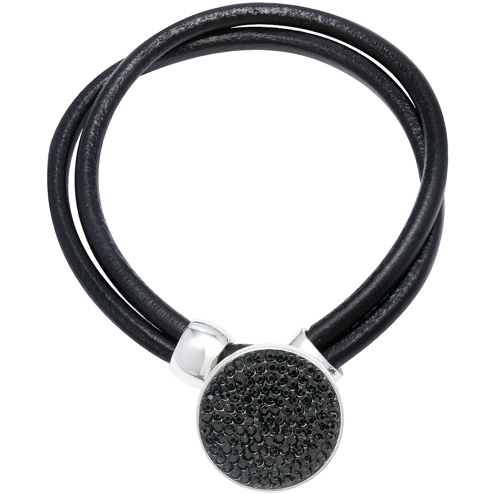 Bridge Jewelry Round Black Crystal Cord Bracelet