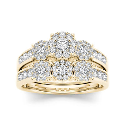 3/4 CT. T.W. Diamond Cluster 10K Yellow Gold Bridal Ring Set, Color