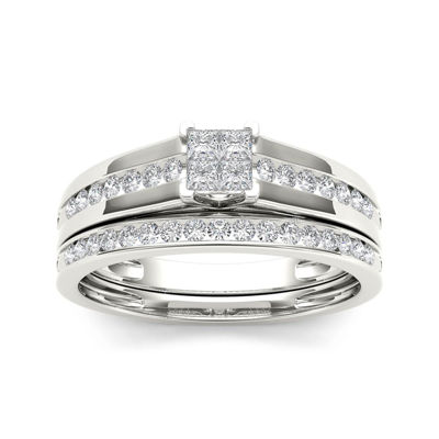 1/2 CT. T.W. Diamond 10K White Gold Bridal Set Ring, Color White Gold