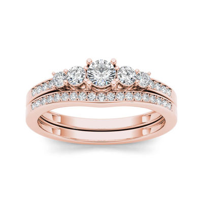 1/2 CT. T.W. Diamond 14K Rose Gold Bridal Ring Set, Color Rose Gold