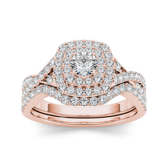 7/8 CT. T.W. Diamond 10K Rose Gold Bridal Ring Set