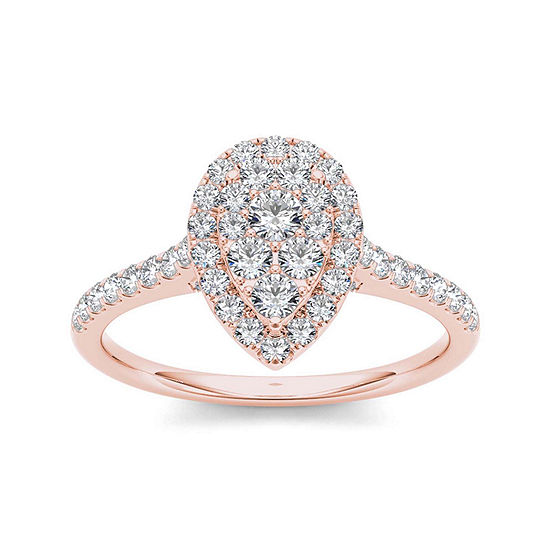 3/4 CT. T.W. Diamond 10K Rose Gold Pear-Shaped Engagement Ring, Color ...