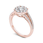 1 CT. T.W. Diamond Cluster 10K Rose Gold Engagement Ring, Color: Rose ...