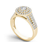 1 CT. T.W. Diamond Halo 10K Yellow Gold Engagement Ring