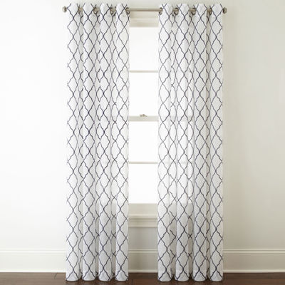 Jcpenney Home Bayview Embroidery Sheer Grommet Top Curtain Panel