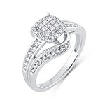 Womens 1/2 CT. T.W. Genuine White Diamond 10K White Gold Engagement Ring