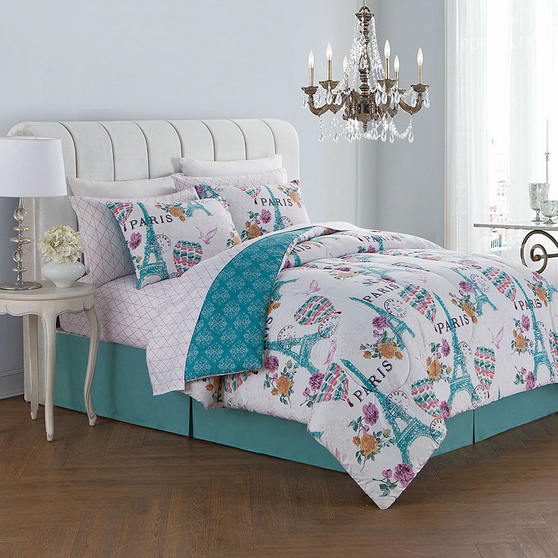 Avondale Manor Darcy 8 Pc Complete Bedding Set With Sheets, 8Pc Queen, Blue