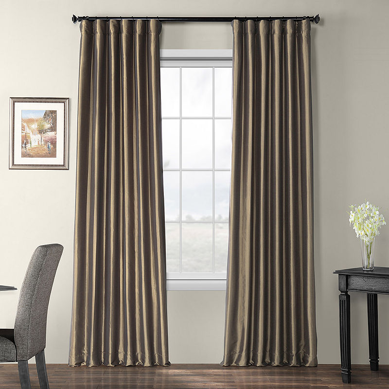 Exclusive Fabrics & Furnishing Blackout Faux Silk Taffeta Curtain Panel, 50