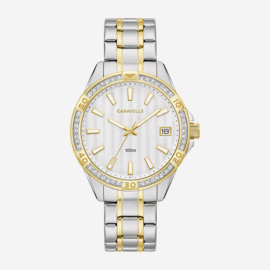 Caravelle Designed By Bulova Aqualuxx Womens Crystal Accent Two Tone Stainless Steel Bracelet Watch 45m120