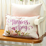 Glitzhome 18"L Faux Burlap Mothers Day Rectangular Throw Pillow