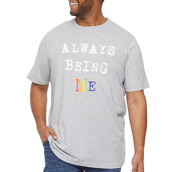 Hope & Wonder Always Being Me Big and Tall Mens Crew Neck Short Sleeve Regular Fit Graphic T-Shirt