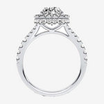 Modern Bride Signature Womens 2 CT. T.W. Lab Grown White Diamond 14K White Gold Oval Halo Engagement Ring