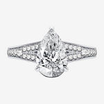 Modern Bride Signature Womens 1 3/4 CT. T.W. Lab Grown White Diamond 14K White Gold Pear Engagement Ring