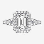 Modern Bride Signature Womens 3 3/4 CT. T.W. Lab Grown White Diamond 14K White Gold Rectangular Halo Engagement Ring