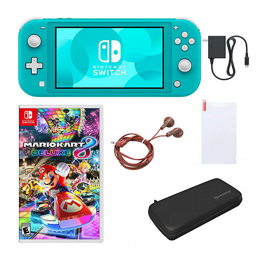 Nintendo Switch Lite in Turquoise with Mario Kart and Accessories