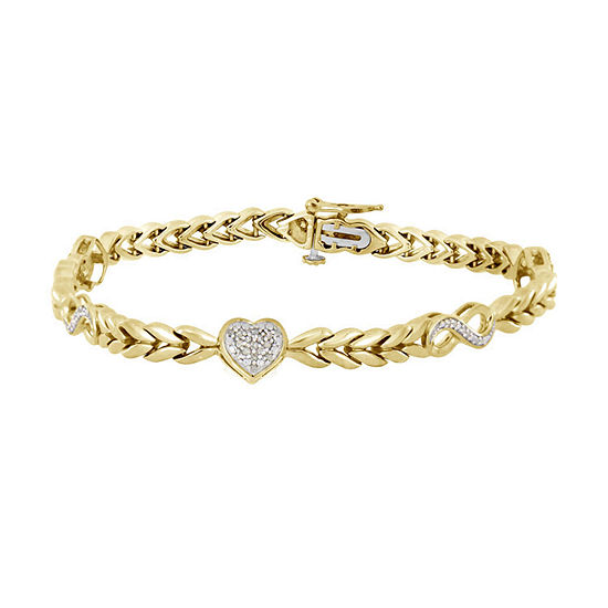 1/5 CT. T.W. Genuine White Diamond 10K Gold Over Silver Heart Infinity 7 Inch Tennis Bracelet