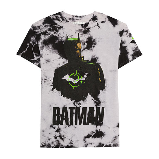 The Batman Movie Mens Crew Neck Short Sleeve Regular Fit Tie-Dye Batman Graphic T-Shirt
