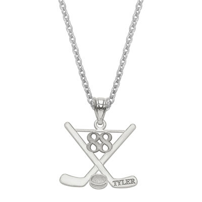 Personalized Name & Number Hockey Pendant Necklace, Color White JCPenney