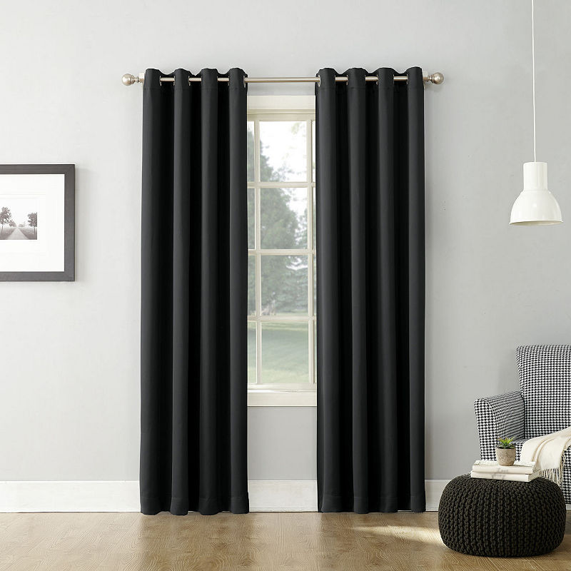 Sun Zero Saxon Grommet-Top Blackout Curtain Panel, 54