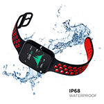 iTouch Air 3 for Men: Black Case with Black/Red Perforated Strap Smartwatch (44mm) 500007B-4-51-G15