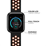 iTouch Air 3 for Men: Black Case with Black/Orange Perforated Strap Smartwatch (44mm) 500007B-4-51-G18