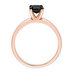 Womens 1 CT. T.W. Genuine Black Diamond 14K Rose Gold Rectangular Solitaire Engagement Ring