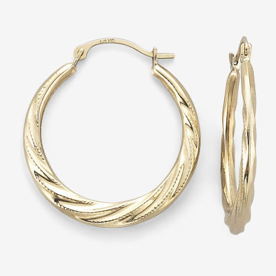 14K Yellow Gold Patterned Hoop Earrings - JCPenney