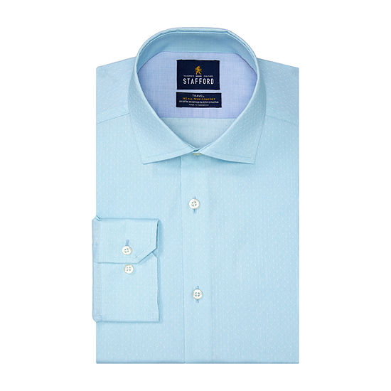 Stafford 365 All-Temp Mens Fitted Flex Collar Long Sleeve Wrinkle Free Dress Shirt