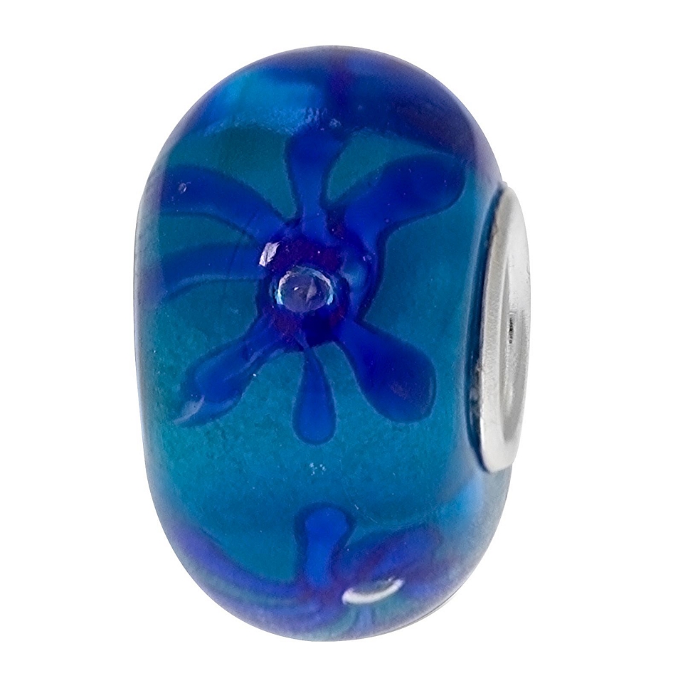 Forever Moments Blue Flower Glass Bead, Womens
