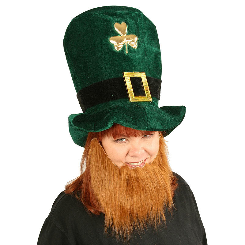 Buyseasons Plush Leprechaun Hat With Beard, Green