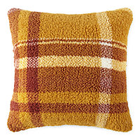 Layerings Autumn Market 18x18 Sherpa Plaid Square Throw Pillow